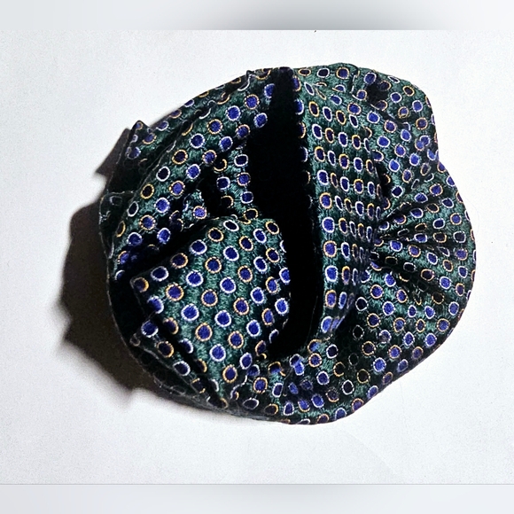 Blue pattern tie scarf camellia corsage brooch pin, fancy formal unisex, prom - Picture 2 of 8